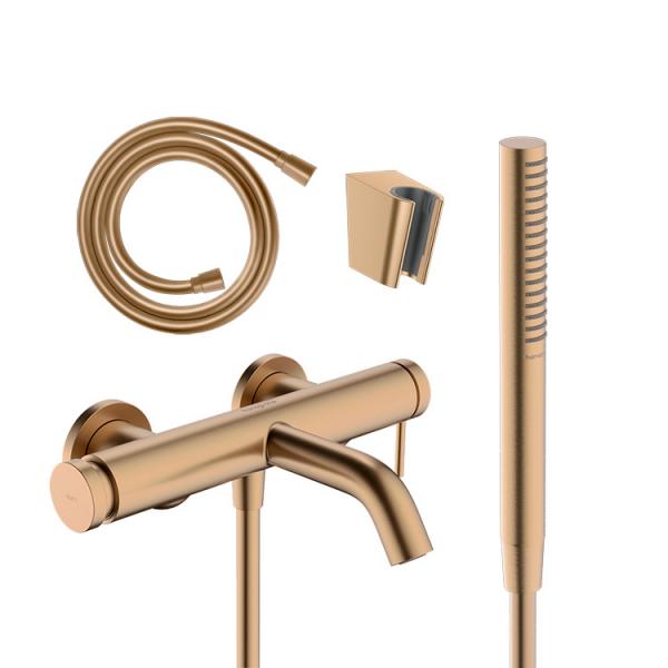 hansgrohe Tecturis komplet badekararmatur m/Eco slim håndbruser - Børstet bronze