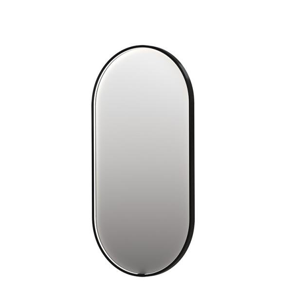 Sanibell Ink SP28 ovalt spejl m/lys, varme og sensor 40 x 80 cm - Børstet metal sort