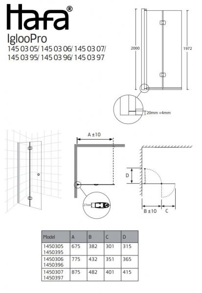 Hafa Igloo Pro foldedør - Klar glas/mat sort - 90 cm