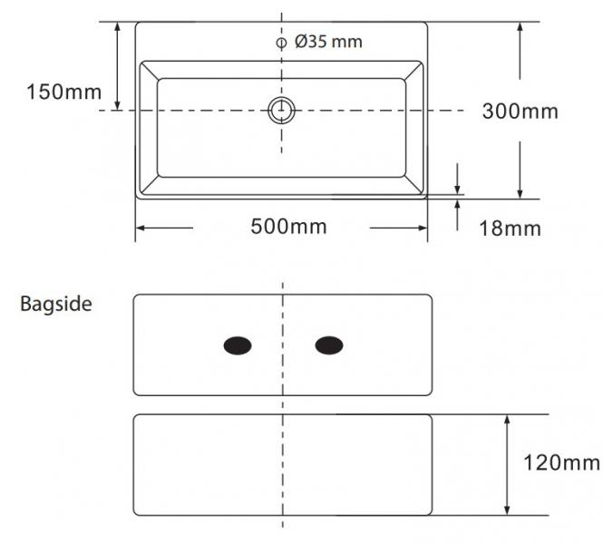 Lavabo Boxo 1080 SLIM 50 håndvask t/væg eller bord - 1 hanehul - Mat sort