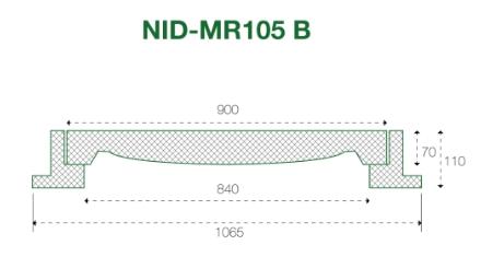 NID 800 mm karm/dæksel, rund, fast, 12,5 t, komposit