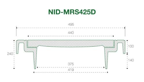 NID 425 mm karm/dæksel m/lås, firkantet, fast, 40 t, komposit