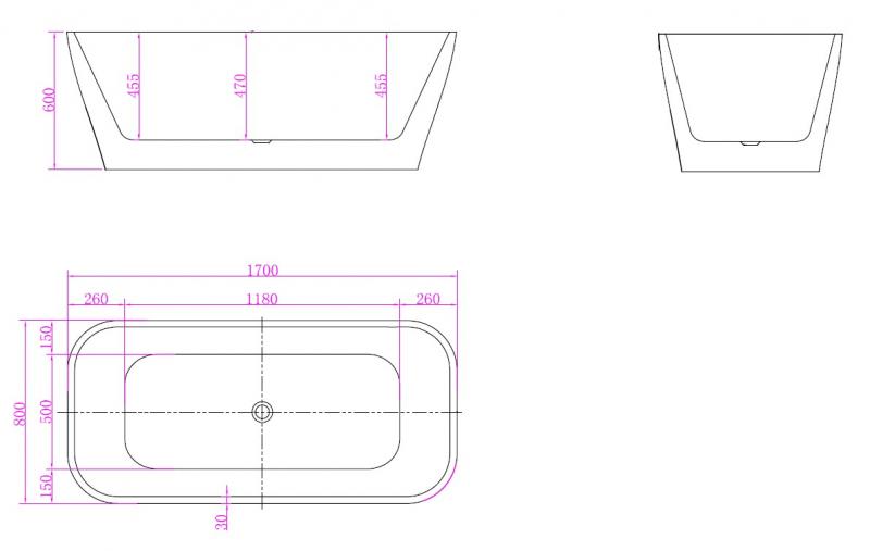 Ideavit Delia fritstående badekar 1700 x 800 mm - Mat hvid