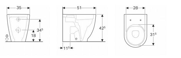 Geberit Acanto back to wall toilet, forhøjet - Hvid Geberit Acanto back to wall toilet, forhøjet - Hvid
