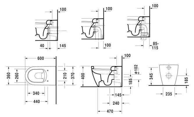 Duravit ME by Starck back-to-wall toilet m/wondergliss