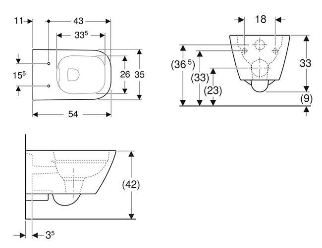 Geberit Smyle Square kompakt væghængt toilet