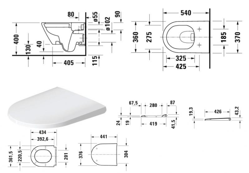 Duravit D-Neo Compact væghængt toilet m/softclose sæde