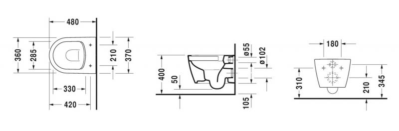 Duravit ME by Starck kompakt væghængt toilet m/Rimless og HygieneGlaze