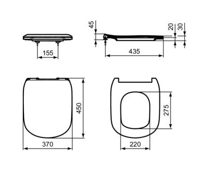 Ideal Standard Tesi toiletsæde m/softclose - hvid