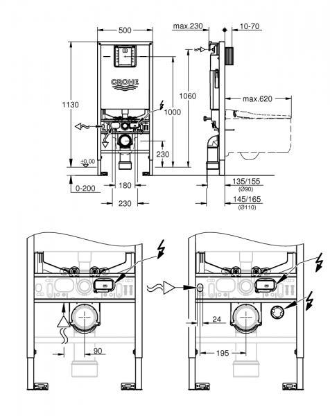 Outlet - Grohe Rapid SLX indbygningscisterne 113 cm - Frontbetjent