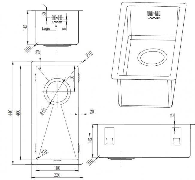 Lavabo Kubus 180 soft køkkenvask - Guld/sand