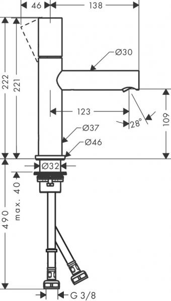 AXOR Uno 110 håndvaskarmatur m/zero-greb - Poleret messing