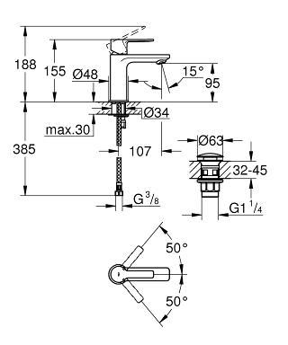 Grohe Lineare New håndvaskarmatur m/push open bundventil - Børstet hard graphite