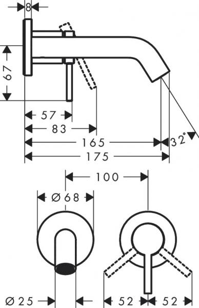 hansgrohe Tecturis S håndvaskarmatur t/indbygning m/EcoSmart+ - 165 - Mat sort