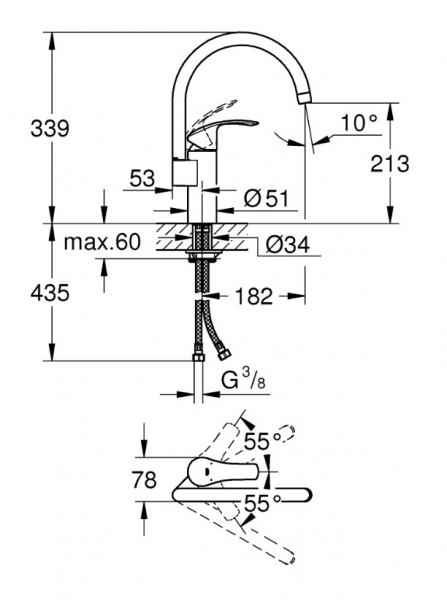 Grohe Eurosmart New køkkenarmatur m/høj tud - Krom