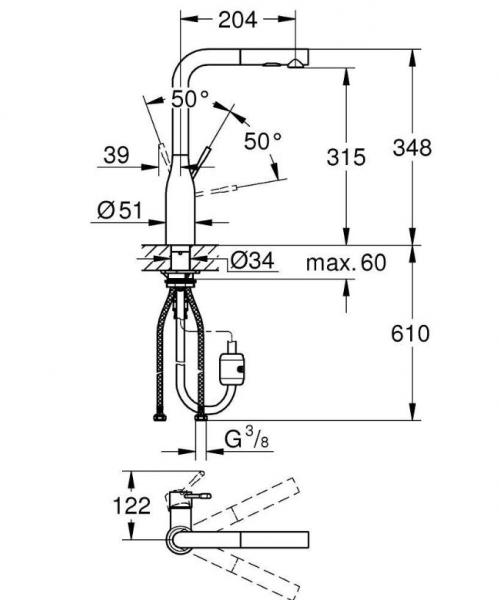 Grohe Essence New køkkenarmatur m/udtræk - Krom