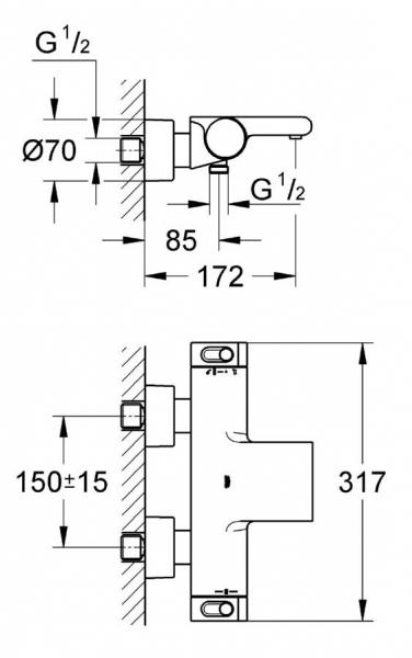 Grohe Grohtherm 2000 termostatbatteri til kar/brus