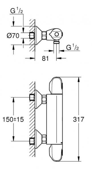 Grohe Grohtherm 1000 Termostatbatteri til brus