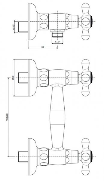 Lavabo Retro komplet brusesystem - Krom