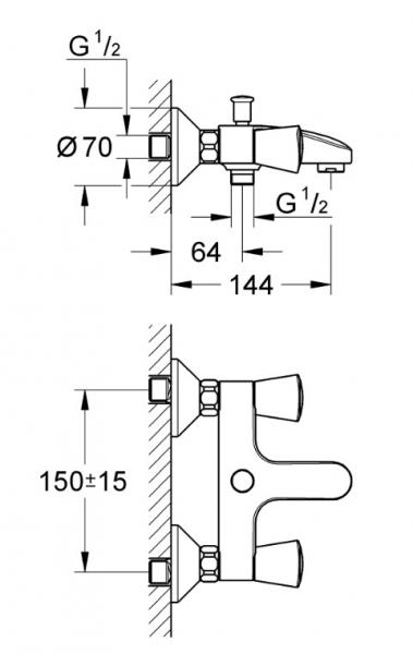 Grohe Costa S badekararmatur m/brus