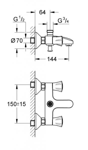 Grohe Costa L badekararmatur m/brus