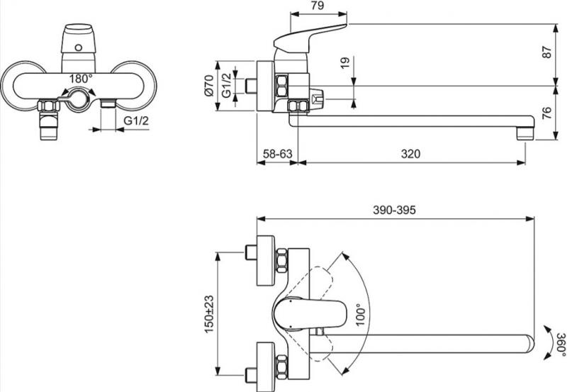 Ideal Standard Ceraflex kar/brusearmatur - Krom