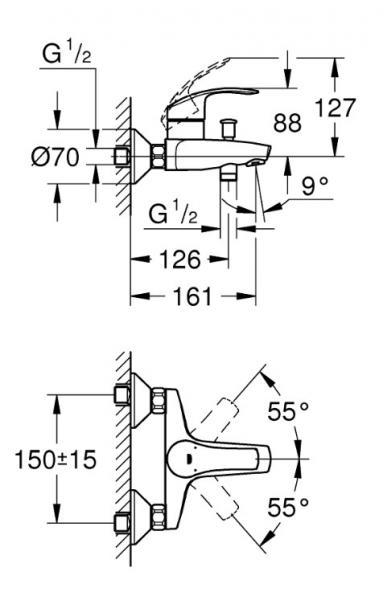 Grohe Eurosmart brusearmatur til kar