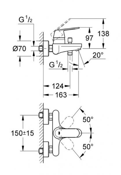 Grohe Eurosmart Cosmopolitan etgrebsbatteri til kar/brus