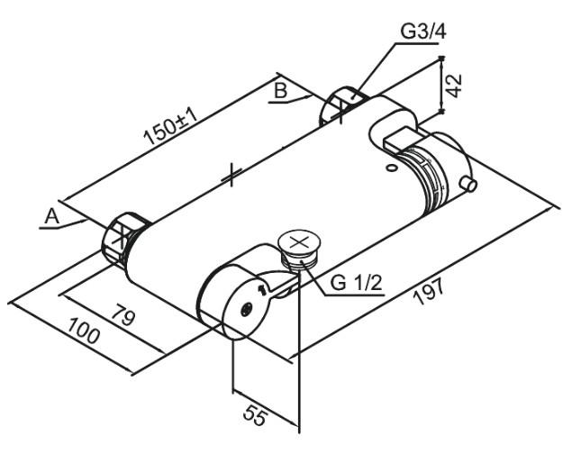 Damixa badetermostat TMC 27650 - Krom/sort