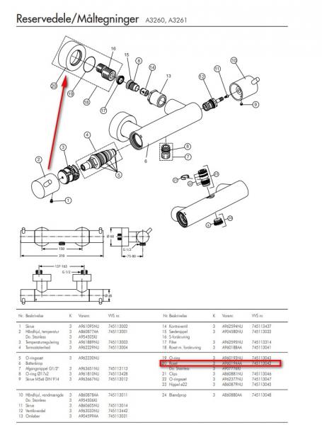 Restsalg - Børma roset til A3260 og A3261 - Reservedel - 2 stk. tilbage