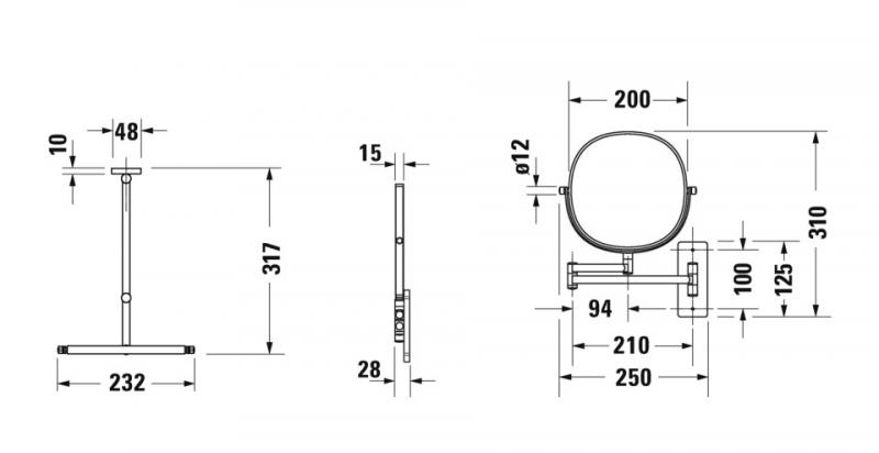 Duravit D-Code makeupspejl m/3x forstørrelse - Krom