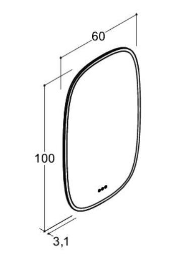 Dansani Squircle spejl 100 x 60 m/lys og lysstyring