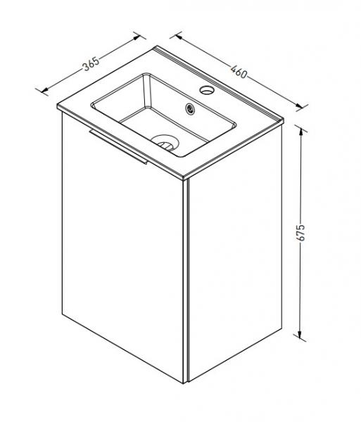 Sanibell Online 46 komplet mini badeværelsesmøbel - Flatpack - Bardolino eg