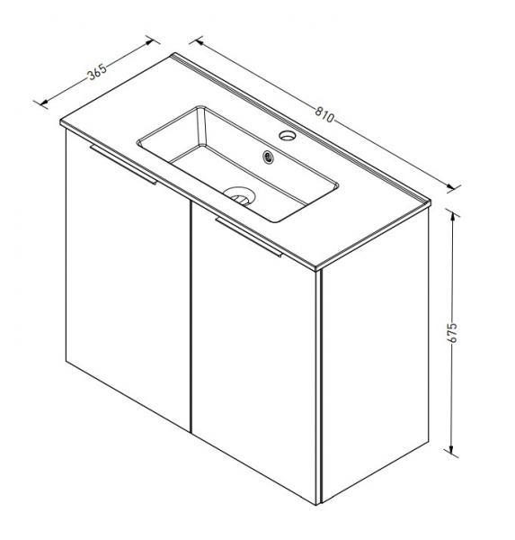 Sanibell Online 80 komplet mini badeværelsesmøbel - Flatpack - Bardolino eg