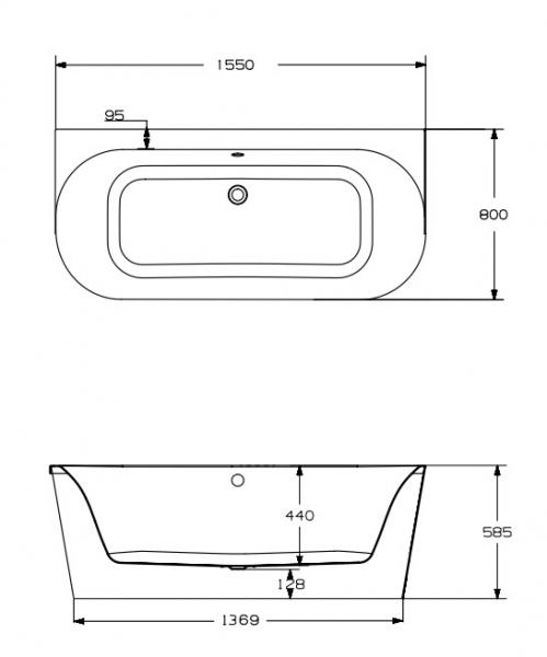 Strømberg Nino Back-To-Wall badekar 1550 x 800 mm