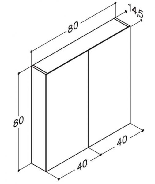 Dansani Style spejlskab 80 m/lysstyring - Sort eg