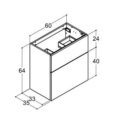 Dansani Luna Mini vaskeskab 60x64 m/skuffer - Hvid mat