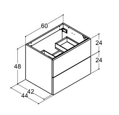 Dansani Luna vaskeskab 60x48 m/skuffer - Grå mat Dansani Luna vaskeskab 60x48 m/skuffer - Grå mat