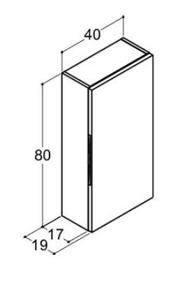 Dansani Luna overskab 40 x 80 - Mat hvid gummi - Venstre