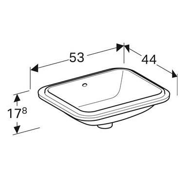 Geberit Variform firkantet håndvask t/underlimning - 53 cm