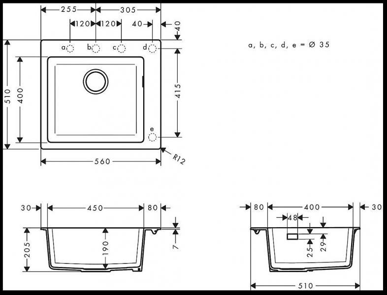 hansgrohe S51-F450 køkkenvask i komposit m/Talis M54 køkkenvandhane i mat sort