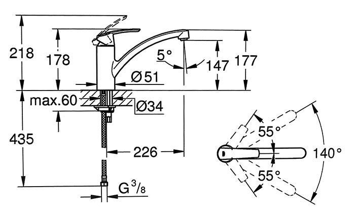 Grohe K700 køkkenvask i komposit m/Start køkkenvandhane i mat sort