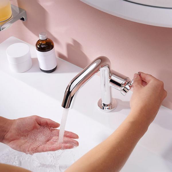 hansgrohe Tecturis S Fine håndvaskarmatur 110 m/CoolStart, EcoSmart+ og push-open bundventil - Krom