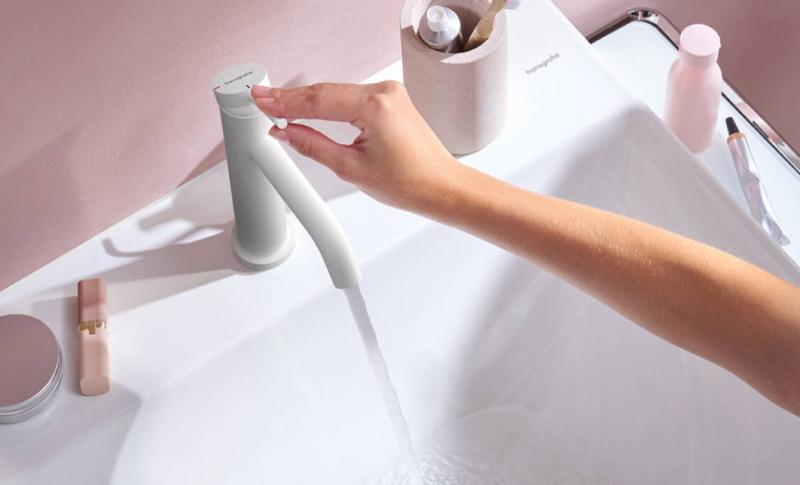 Hansgrohe Tecturis S 110 Ecosmart+ håndvaskarmatur m/bundventil - Mat hvid