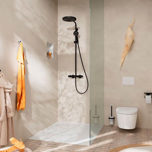 hansgrohe Pulsify S Puro 260 Showerpipe 1jet m/EcoSmart, EcoStat Fine og 3jet håndbruser - Mat sort