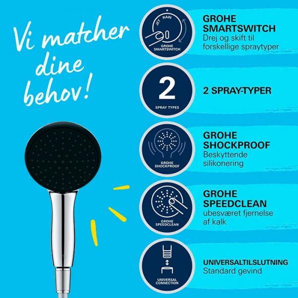 Grohe Vitalio Start 110 håndbruser 2 sprays inkl. bruseslange