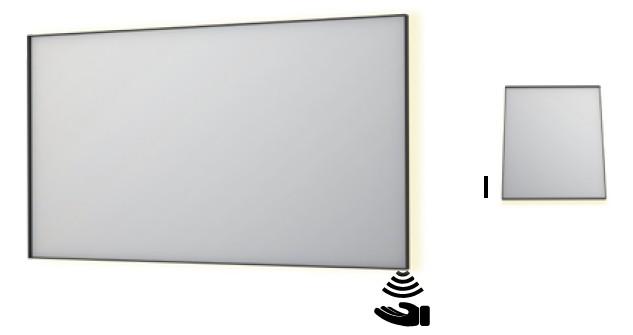 Sanibell Ink SP32 firkantet spejl m/backlight, varme og sensor 140 x 80 cm - Mat sort