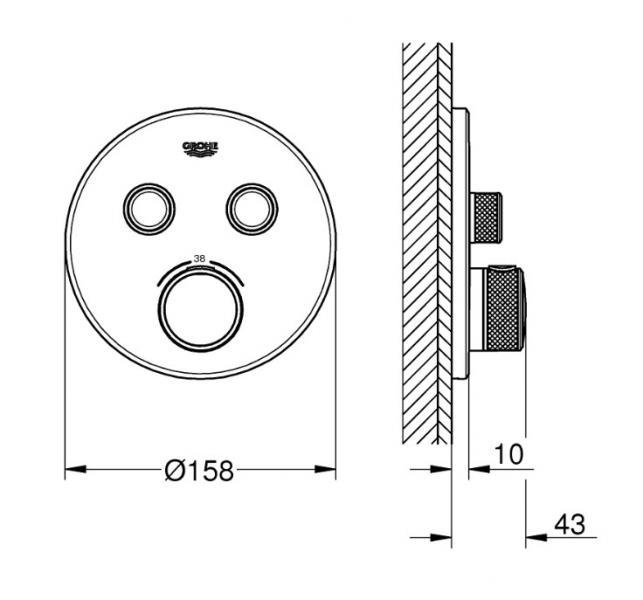 Grohe komplet indbygningspakke til badekar m/SmartActive og termostat - Mat sort