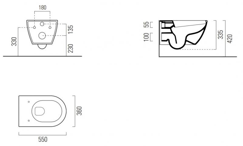 GSI Pura RIMless toiletpakke inkl. sæde m/softclose, cisterne og mat sort betjening