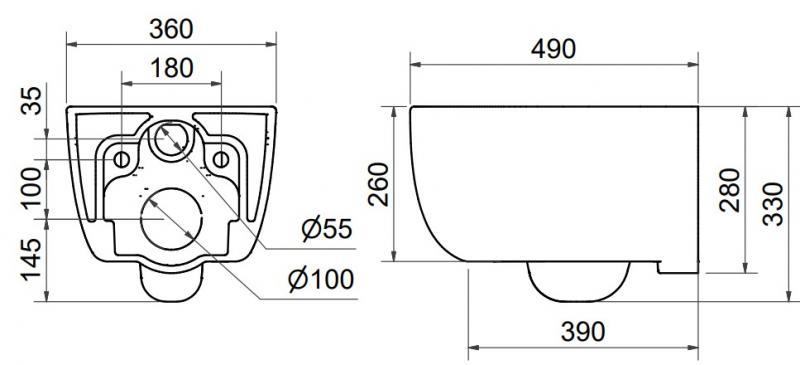 Svedbergs Alta kompakt rimless toiletpakke inkl. sæde m/softclose, cisterne og sort betjening